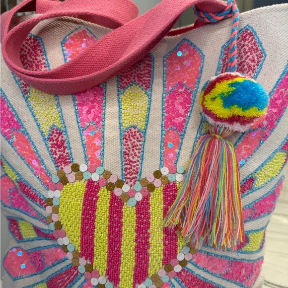 Katydid- Colorful Heart Pattern Tote Bag - Picture 2 of 6